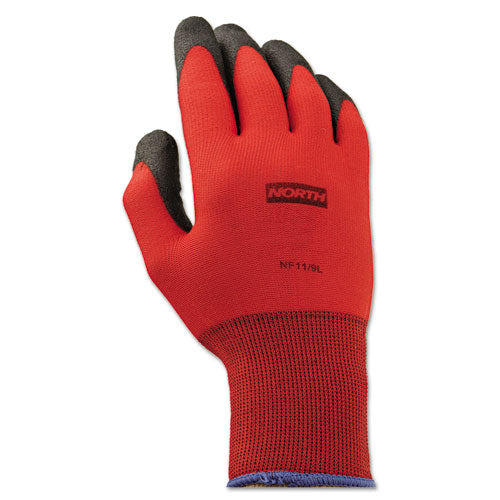 NorthFlex Red Foamed PVC Gloves, Red/Black, Size 9/Large, 12 Pairs-(NSPNF119L)