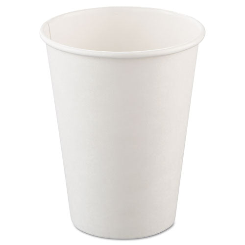 Single-Sided Poly Paper Hot Cups, 12 oz, White, 50/Bag, 20 Bags/Carton-(SCC412WN)