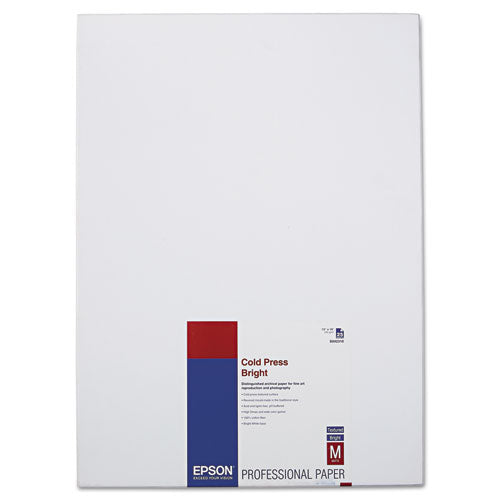 Cold Press Bright Fine Art Paper, 21 mil, 13 x 19, Textured Matte White, 25/Pack-(EPSS042310)