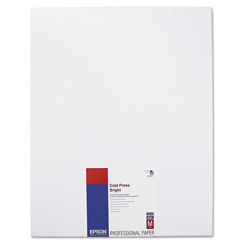 Cold Press Bright Fine Art Paper, 21 mil, 17 x 22, Textured Matte White, 25/Pack-(EPSS042311)