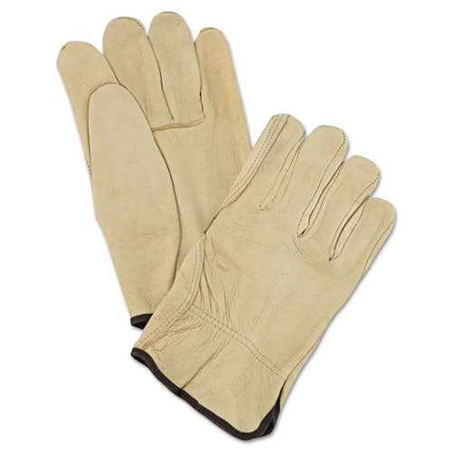 Unlined Pigskin Driver Gloves, Cream, Large, 12 Pairs-(MPG3400L)