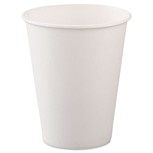 Single-Sided Poly Paper Hot Cups, 8 oz, White, 50/Bag, 20 Bags/Carton-(SCC378W2050)
