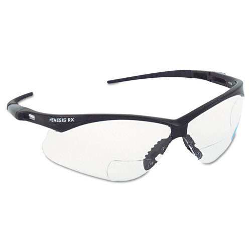 V60 Nemesis Rx Reader Safety Glasses, Black Frame, Clear Lens, +1.5 Diopter Strength-(KCC28621)