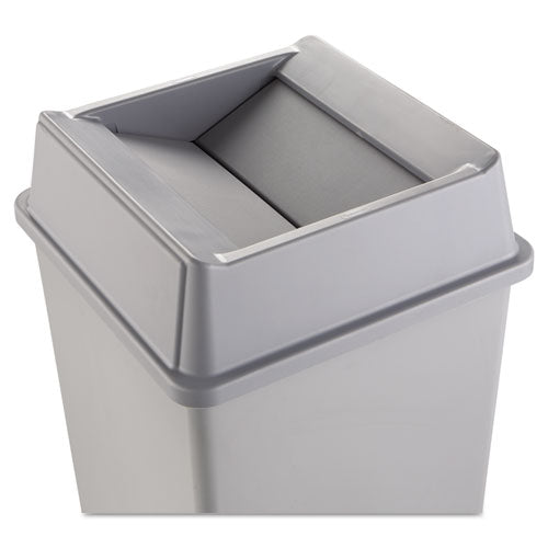 Untouchable Square Swing Top Lid, Plastic, 20.13w x 20.13d x 6.25h, Gray-(RCP2664GRAY)