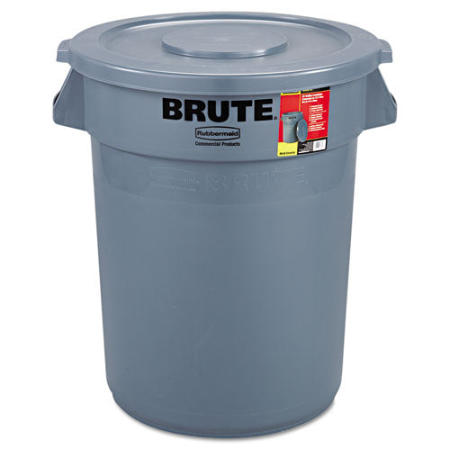 Brute Container with Lid, 32 gal, Plastic, Gray-(RCP863292GRA)