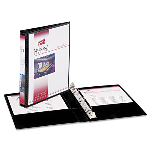Mini Size Durable View Binder with Round Rings, 3 Rings, 0.5" Capacity, 8.5 x 5.5, Black-(AVE27725)
