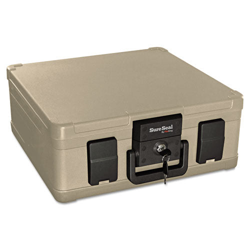 Fire and Waterproof Chest, 0.27 cu ft, 15.9w x 12.4d x 6.5h, Taupe-(FIRSS103)