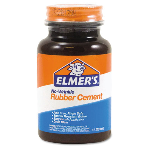 Rubber Cement with Brush Applicator, 4 oz, Dries Clear-(EPIE904)
