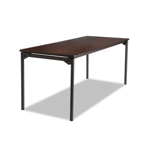 Maxx Legroom Wood Folding Table, Rectangular Top, 72w x 30d x 29.5h, Walnut/Charcoal-(ICE65824)