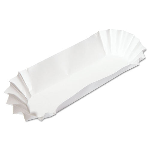 Fluted Hot Dog Trays, 6 x 2 x 2, White, Paper, 500/Sleeve, 6 Sleeves/Carton-(HFM610740)