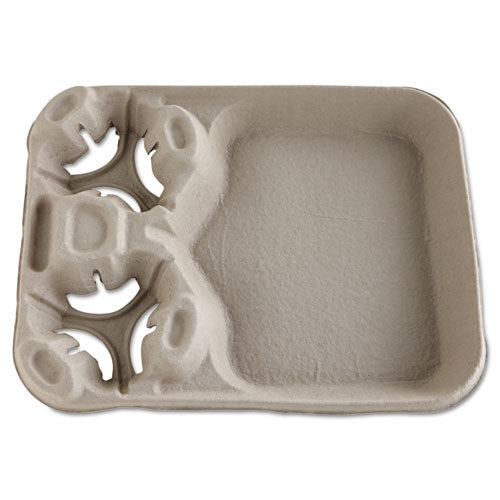 StrongHolder Molded Fiber Cup/Food Trays, 8 oz to 44 oz, 2 Cups, Beige, 100/Carton-(HUH20990CT)