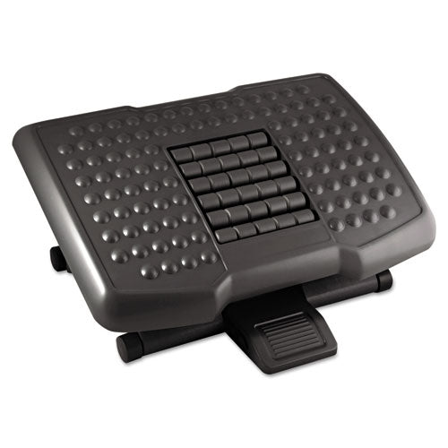Premium Adjustable Footrest with Rollers, Plastic, 18w x 13d x 4 to 6.5h, Black-(KTKFR750)