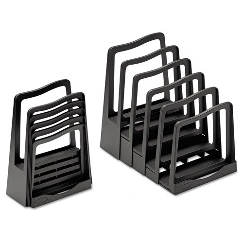 Adjustable File Rack, 5 Sections, Letter Size Files, 8" x 11.5" x 10.5", Black-(AVE73523)