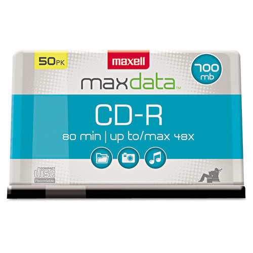 CD-R Discs, 700 MB/80 min, 48x, Spindle, Silver, 50/Pack-(MAX648250)