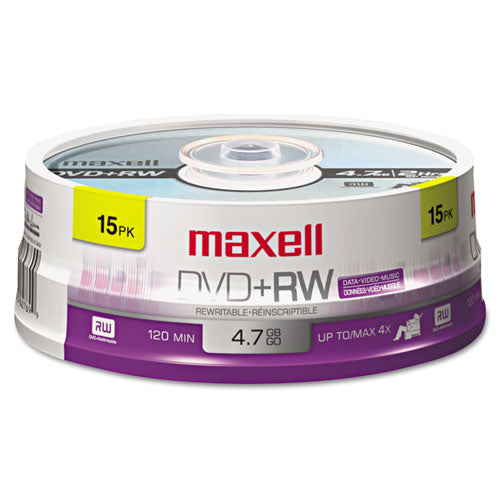 DVD+RW Rewritable Disc, 4.7 GB, 4x, Spindle, Silver, 15/Pack-(MAX634046)