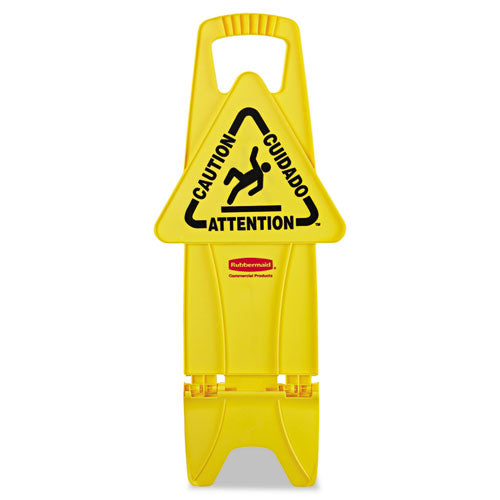 Stable Multi-Lingual Safety Sign, 13 x 13.25 x 26, Yellow-(RCP9S0900YEL)
