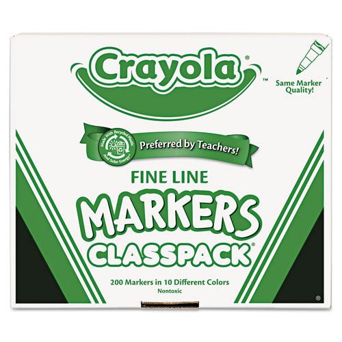 Fine Line 200-Count Classpack Non-Washable Marker, Fine Bullet Tip, Assorted Colors, 200/Box-(CYO588210)