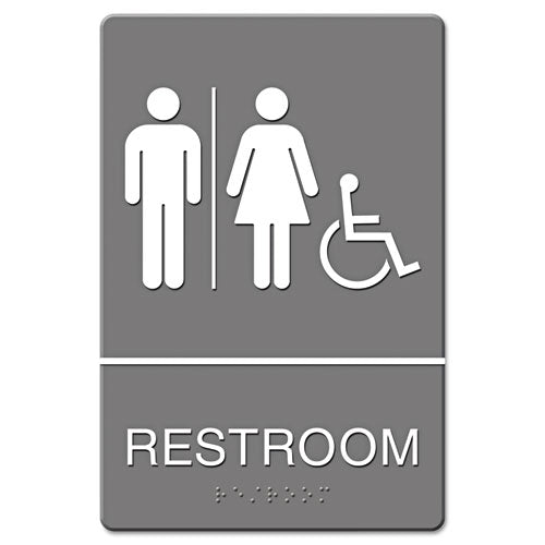 ADA Sign, Restroom/Wheelchair Accessible Tactile Symbol, Molded Plastic, 6 x 9-(USS4811)