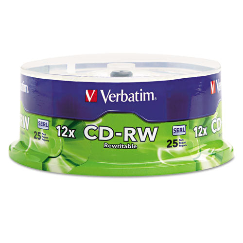 CD-RW Rewritable Disc, 700 MB/80 min, 12x, Spindle, Silver, 25/Pack-(VER95155)