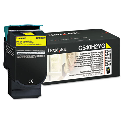 C540H2YG High-Yield Toner, 2,000 Page-Yield, Yellow-(LEXC540H2YG)