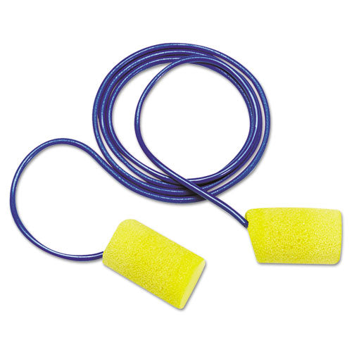 E-A-R Classic Foam Earplugs, Metal Detectable, Corded, Poly Bag, 200 Pairs-(MMM3114101)