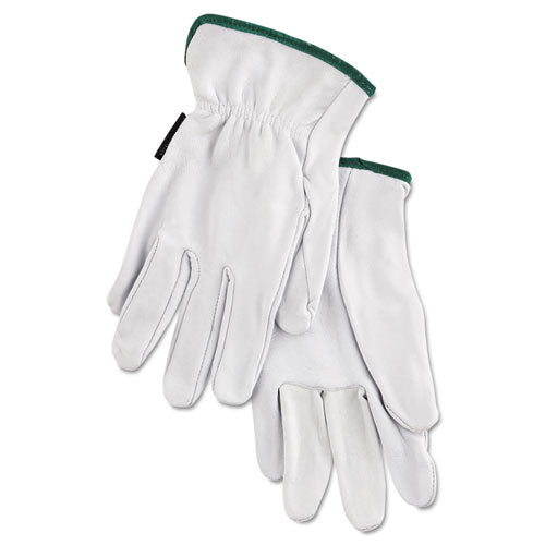 Grain Goatskin Driver Gloves, White, Medium, 12 Pairs-(MPG3601M)