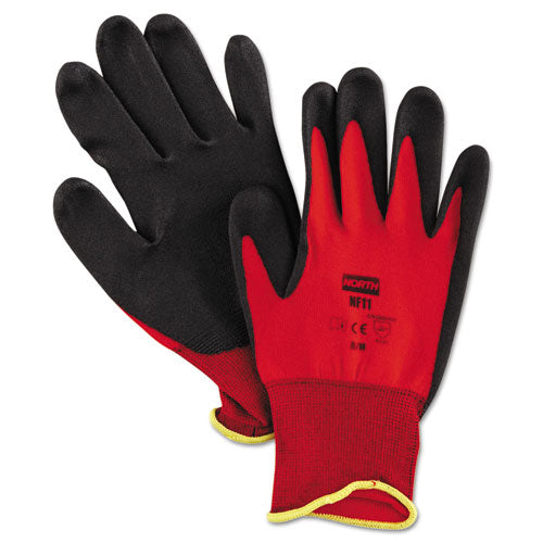 NorthFlex Red Foamed PVC Palm Coated Gloves, Medium, Dozen-(NSPNF118M)