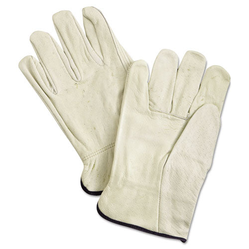 Unlined Pigskin Driver Gloves, Cream, X-Large, 12 Pairs-(MPG3400XL)