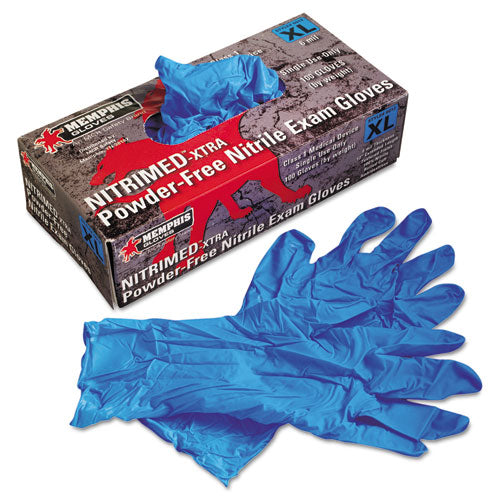Nitri-Med Disposable Nitrile Gloves, Blue, X-Large, 100/Box-(MPG6012XL)
