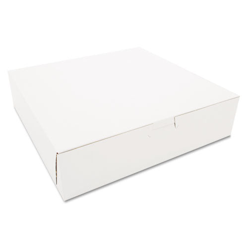 White One-Piece Non-Window Bakery Boxes, 10 x 10 x 2.5, White, Paper, 250/Carton-(SCH0969)