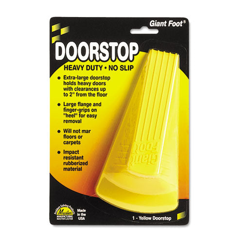 Giant Foot Doorstop, No-Slip Rubber Wedge, 3.5w x 6.75d x 2h, Safety Yellow-(MAS00966)