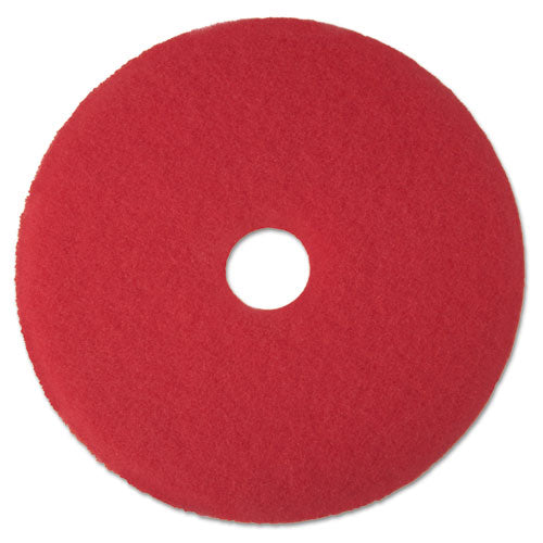 Low-Speed Buffer Floor Pads 5100, 14" Diameter, Red, 5/Carton-(MMM08389)