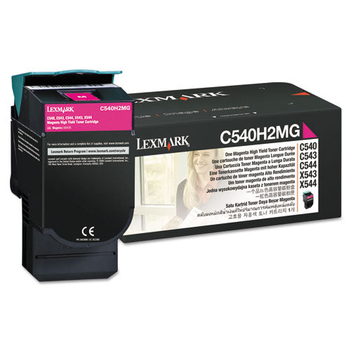 C540H2MG High-Yield Toner, 2,000 Page-Yield, Magenta-(LEXC540H2MG)