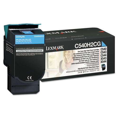 C540H2CG High-Yield Toner, 2,000 Page-Yield, Cyan-(LEXC540H2CG)