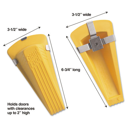 Giant Foot Magnetic Doorstop, No-Slip Rubber Wedge, 3.5w x 6.75d x 2h, Yellow-(MAS00967)