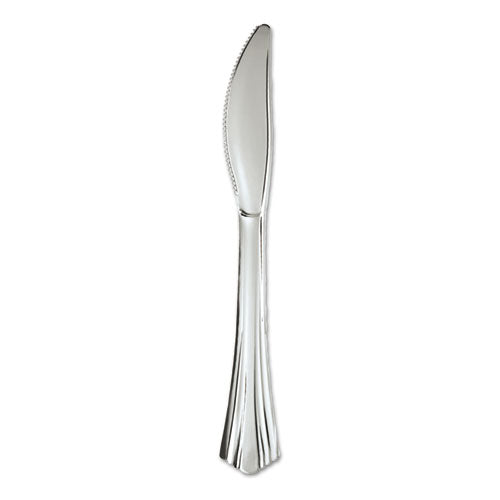 Heavyweight Plastic Knives, Silver, 7 1/2", Reflections Design, 600/Carton-(WNA630155)