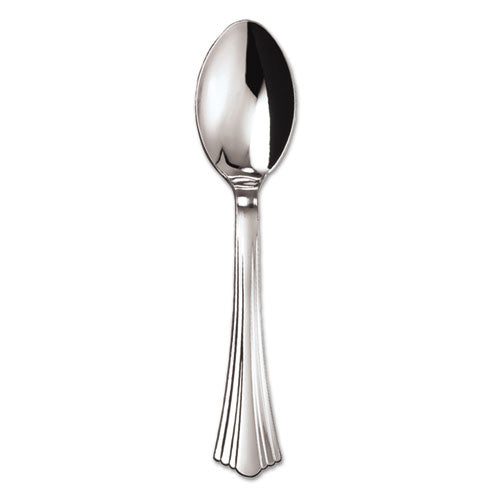 Heavyweight Plastic Spoons, Silver, 6 1/4", Reflections Design, 600/Carton-(WNA620155)