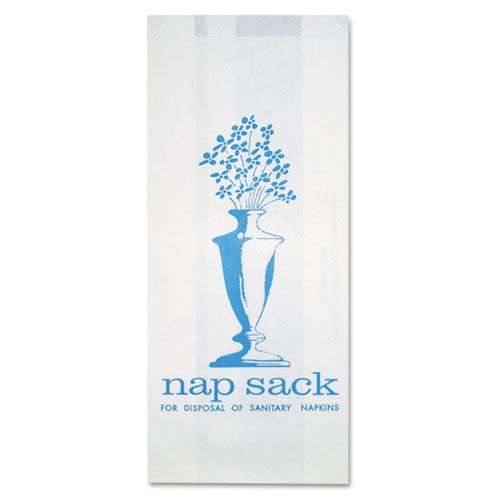 Nap Sack Sanitary Disposal Bags, 4" x 9", White, 1,000/Carton-(BGC300314)