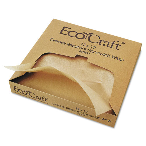 EcoCraft Grease-Resistant Paper Wraps and Liners, Natural, 12 x 12, 1,000/Box, 5 Boxes/Carton-(BGC300897)
