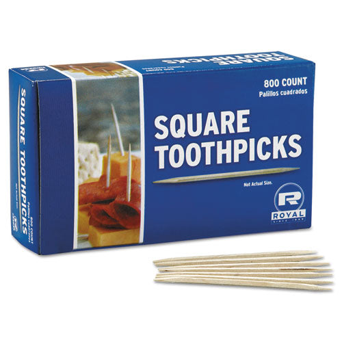 Square Wood Toothpicks, 2.75", Natural, 800/Box, 24 Boxes/Carton-(RPPR820SQ)