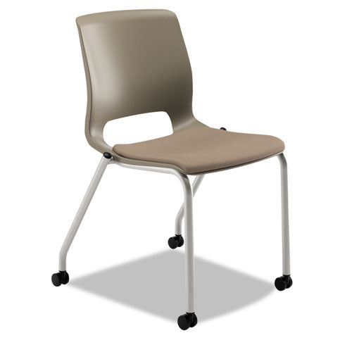 Motivate Four-Leg Stacking Chair, Supports 300lb, 18.25" Seat Height, Morel Fabric Seat, Shadow Back, Platinum Base, 2/Carton-(HONMG201CU24)