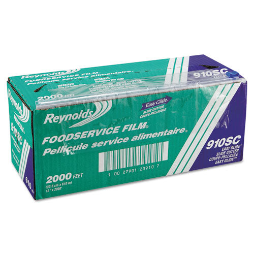 PVC Food Wrap Film Roll in Easy Glide Cutter Box, 12" x 2,000 ft, Clear-(RFP910SC)