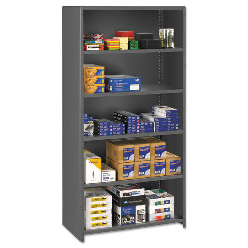 Closed Commercial Steel Shelving, Six-Shelf, 36w x 24d x 75h, Medium Gray-(TNNESPC62436MGY)