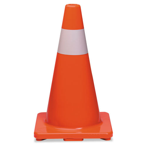 Traffic Cone, 10 x 10 x 18, Orange/Silver-(TCO25500)