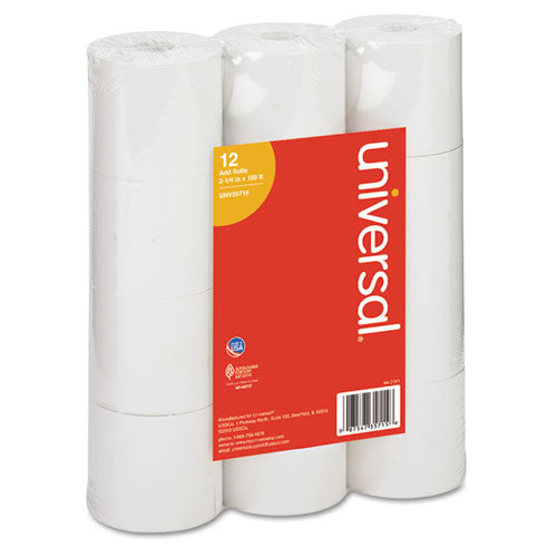 Impact and Inkjet Print Bond Paper Rolls, 0.5" Core, 2.25" x 150 ft, White, 12/Pack-(UNV35715)