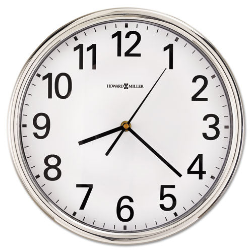 Hamilton Wall Clock, 12" Overall Diameter, Silver Case, 1 AA (sold separately)-(MIL625561)