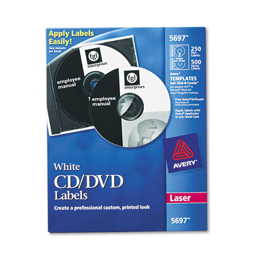 Laser CD Labels, Matte White, 250/Pack-(AVE5697)