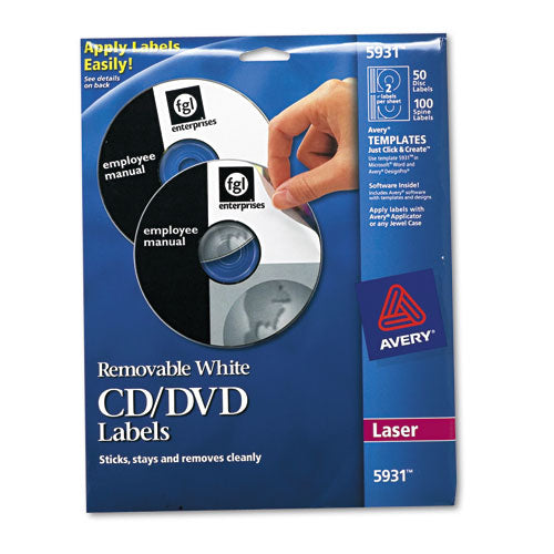 Laser CD Labels, Matte White, 50/Pack-(AVE5931)