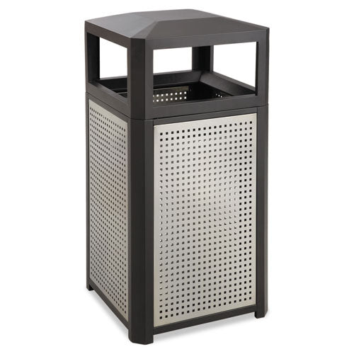 Evos Series Steel Waste Container, 38 gal, Steel, Black-(SAF9934BL)