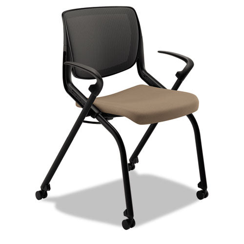 Motivate Nesting/Stacking Flex-Back Chair, Supports Up to 300 lb, 19.25" Seat Height, Morel Seat, Black Back, Black Base-(HONMN2FAMSDC24C)
